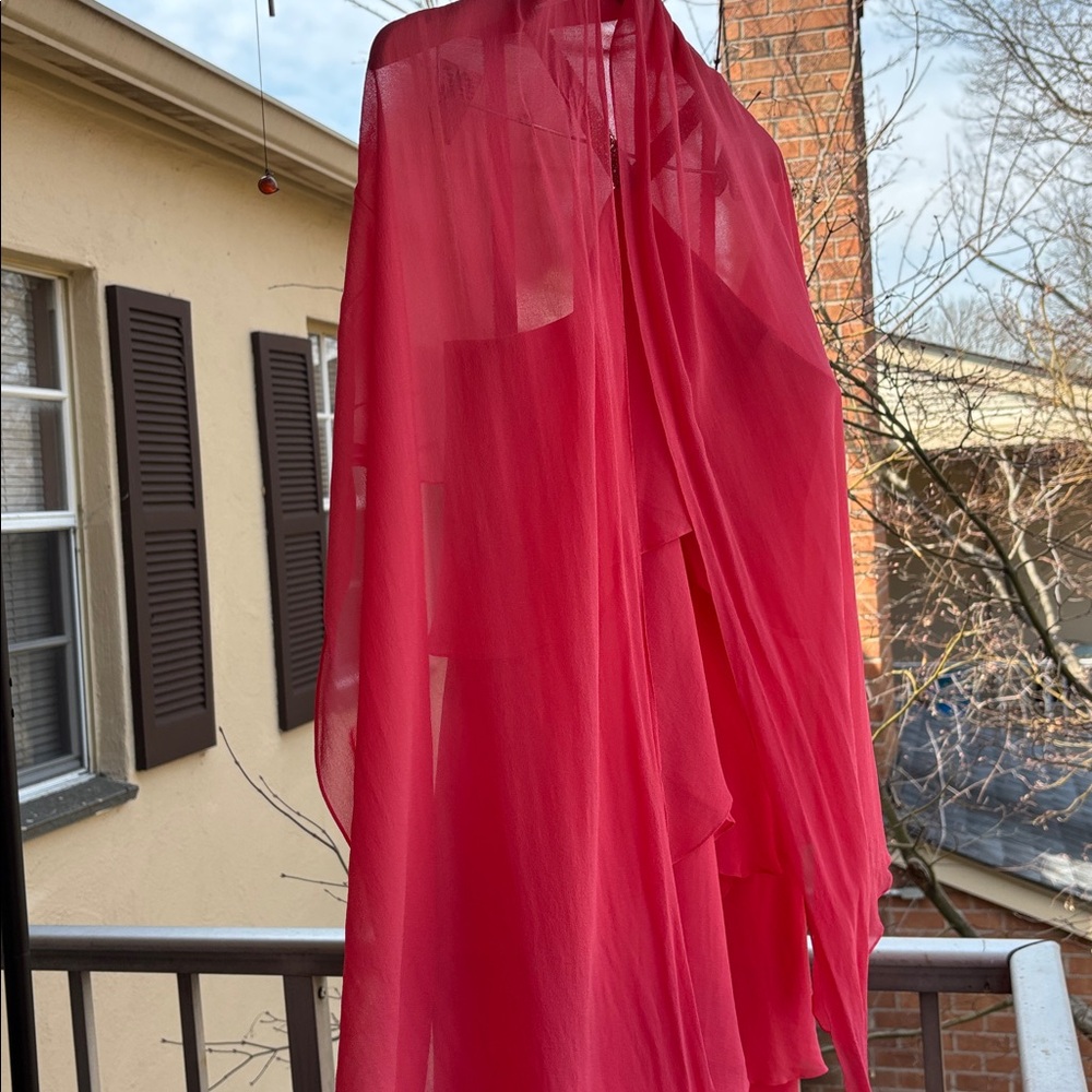 Y2K Vintage Daymor Couture Silk Halter Party Formal Beaded 12 Pink Tiered Melon - Picture 16 of 17